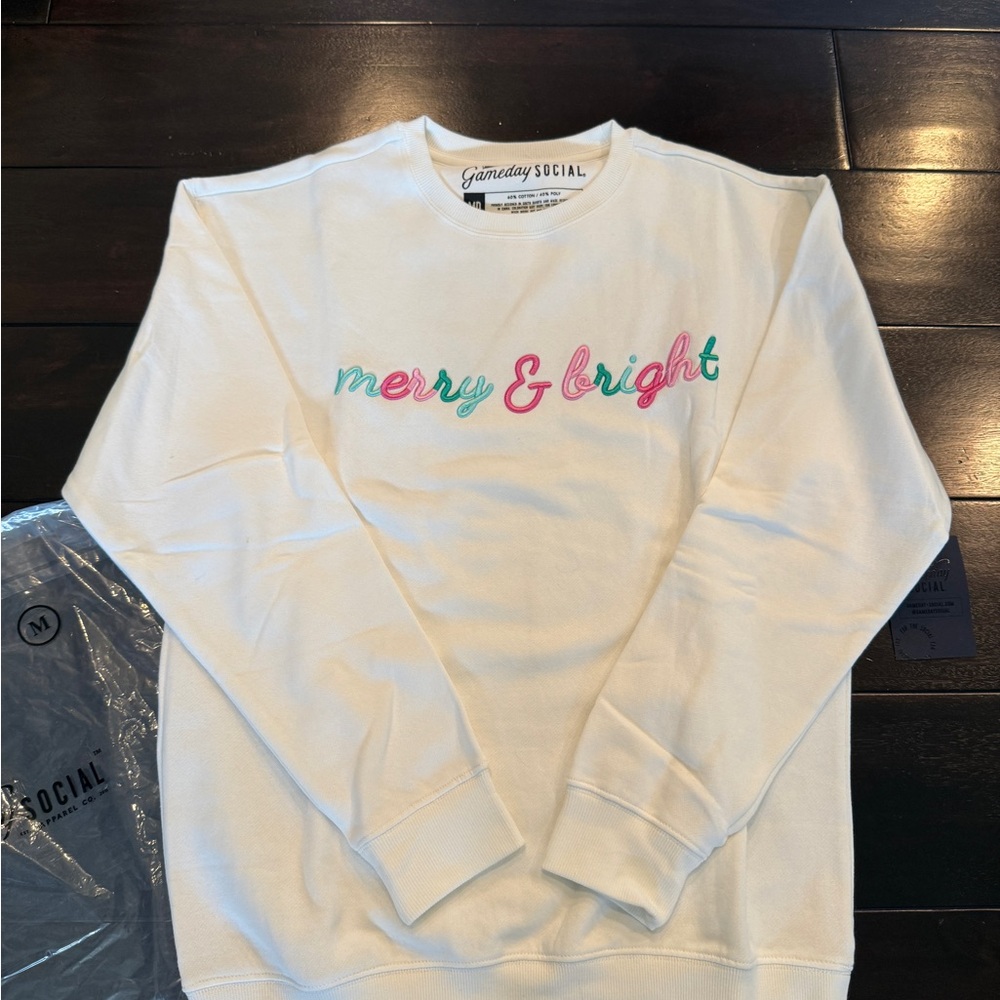 White 'Merry & Bright' Sweatshirt - Gameday Social brand